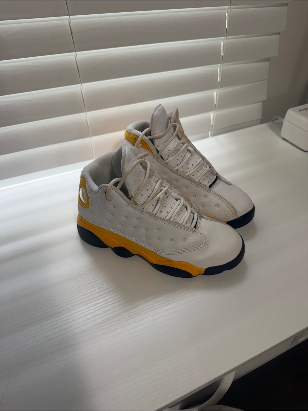 Jordan Kids White and Yellow Low-Top Sneakers